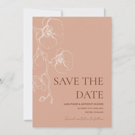 LANA Modern Latté Orchid Save the Date Kaart (Voorkant)