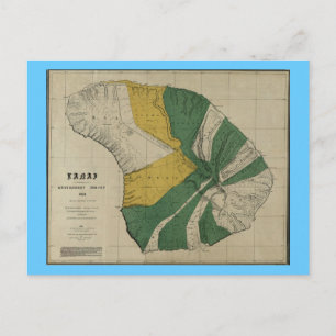 Lanai, 1878, Hawaii Map Briefkaart