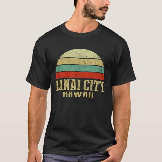 LANAI-CITY HAWAII Retro Sunset T-shirt (Voorkant)
