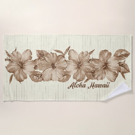 Lanai Distress Hawaiian Hibiscus - Bruin Strandlaken