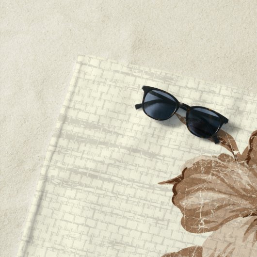 Lanai Distress Hawaiian Hibiscus - Bruin Strandlaken (In situ)