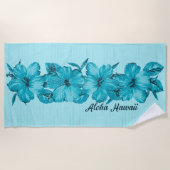 Lanai Distressed Hawaiian Hibiscus - Aqua Blue Strandlaken (Voorkant)