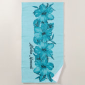 Lanai Distressed Hawaiian Hibiscus - Aqua Blue Strandlaken (Voorkant)