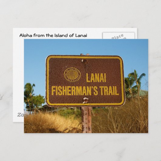 Lanai Fisherman Trail  Island Sign Briefkaart (Voorkant / Achterkant)