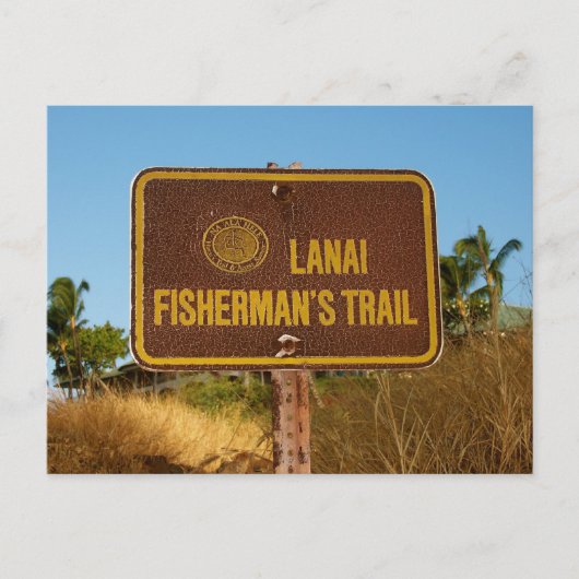Lanai Fisherman Trail  Island Sign Briefkaart (Voorkant)
