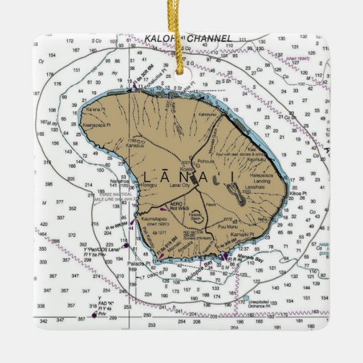 Lanai Hawaii Nautical Chart Keramisch Ornament (Voorkant)