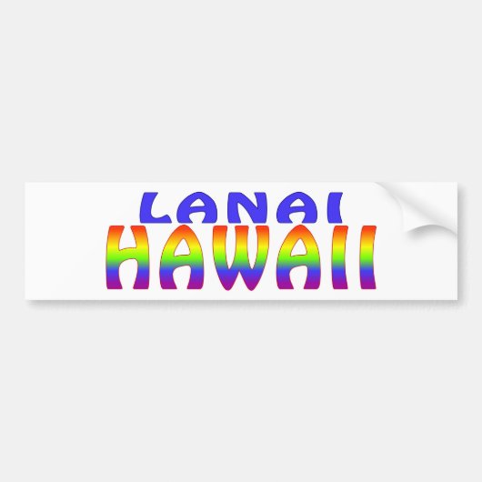 Lanai Hawaii regenboogwoorden Bumpersticker (Voorkant)