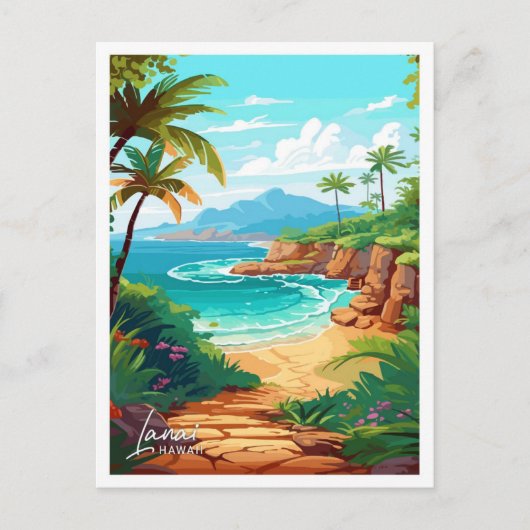 Lanai Hawaii Travel  illustratie Briefkaart (Voorkant)