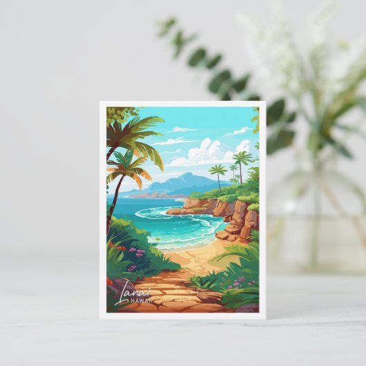Lanai Hawaii Travel illustratie Briefkaart (Staand voorkant)
