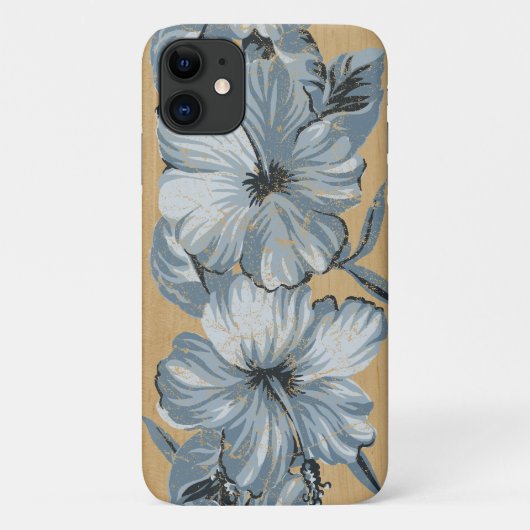 Lanai Hawaiian Blue Hibiscus Faux Wood Case-Mate iPhone Case (Achterkant)