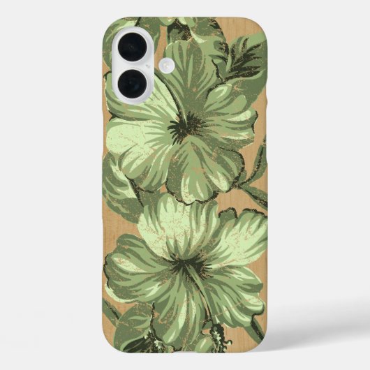 Lanai Hawaiian Hibiscus Faux Wood Green Case-Mate iPhone Case (Achterkant)