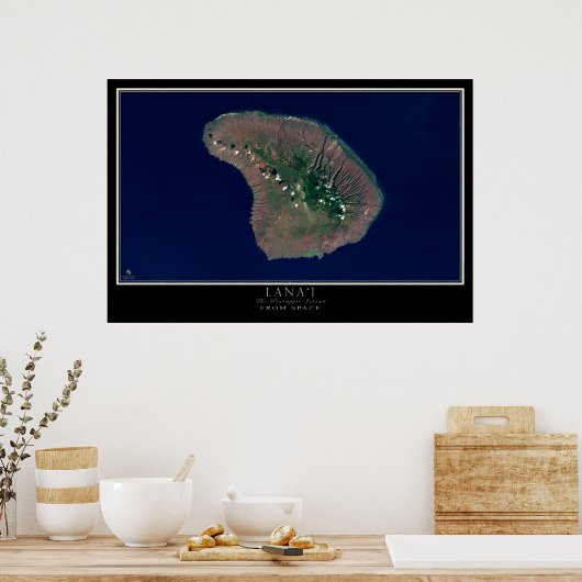 Lanai Island Hawaii Satellite Poster Map (Keuken)
