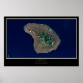 Lanai Island Hawaii Satellite Poster Map (Voorkant)