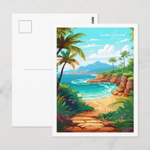 Lanai Island Hawaii vintage reisillustratie Briefkaart