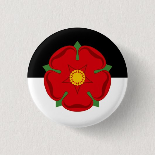Lancashire Badge - Roos op Zwart & Wit Ronde Button 3,2 Cm (Voorkant)