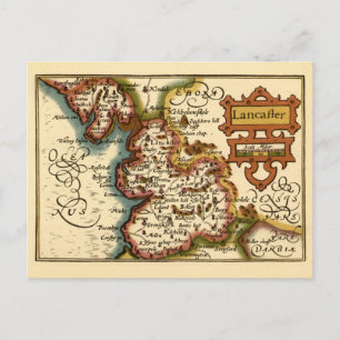 Lancashire County Engeland Oude antiquarische kaar Briefkaart