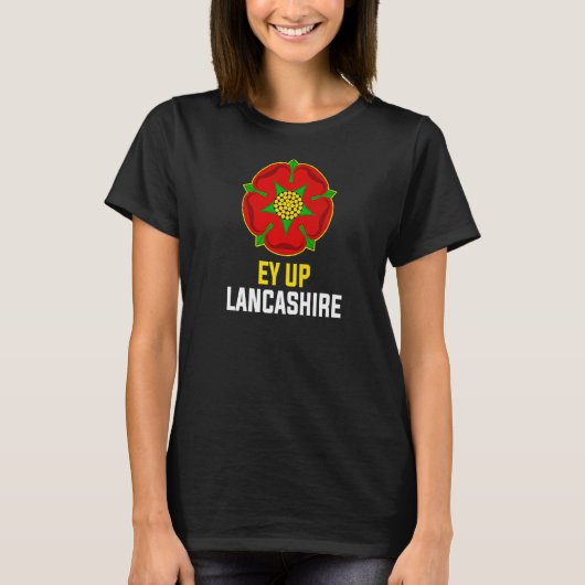 Lancashire Ey Up England UK Red Rose of Lancaster T-shirt (Voorkant)