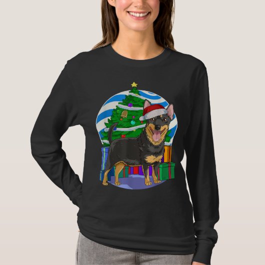 Lancashire Heeler Dog Santa Kerstboom Decor T-shirt (Voorkant)