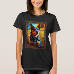 Lancashire Heeler Schilderen Zonnebloem Bloem Moed T-shirt