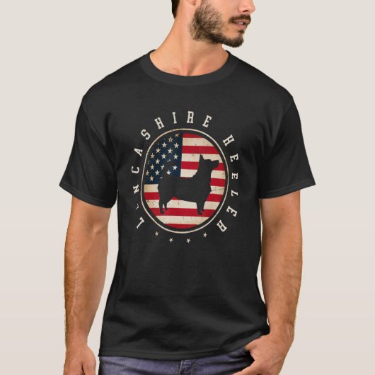 Lancashire Heeler Usa Flag 4 juli Dog mam papa T-shirt (Voorkant)