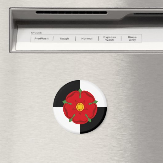 Lancashire Magnet - Roos op zwarte & witte kwarter (Insitu (Vaatwasser))