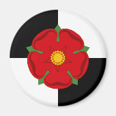 Lancashire Magnet - Roos op zwarte & witte kwarter (Voorkant)