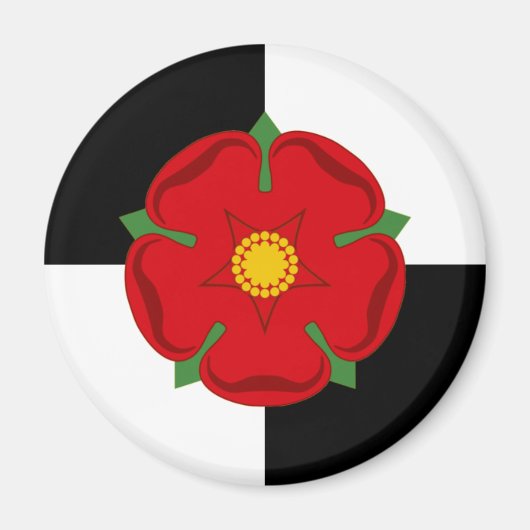 Lancashire Magnet - Roos op zwarte & witte kwarter (Voorkant)