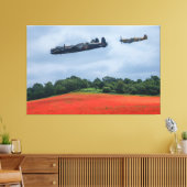 Lancaster Bomber en Hawker Hurricane die over vlie Canvas Afdruk (Insitu (Woonkamer))
