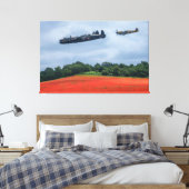 Lancaster Bomber en Hawker Hurricane die over vlie Canvas Afdruk (Insitu (Slaapkamer))