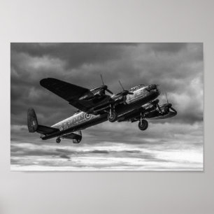 Lancaster Bomber in Sky Mono Poster