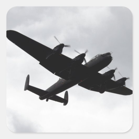 Lancaster Bomber Landing Vierkante Sticker (Voorkant)