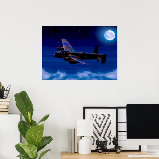 Lancaster Bomber Night Flight Poster (Thuiskantoor)