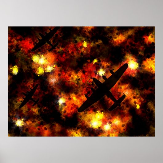 Lancaster Bomber Night Raid Poster (Voorkant)