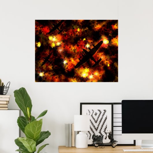 Lancaster Bomber Night Raid Poster (Thuiskantoor)