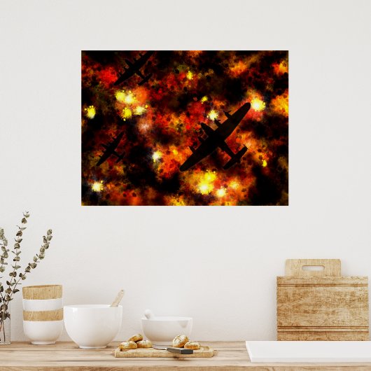 Lancaster Bomber Night Raid Poster (Keuken)