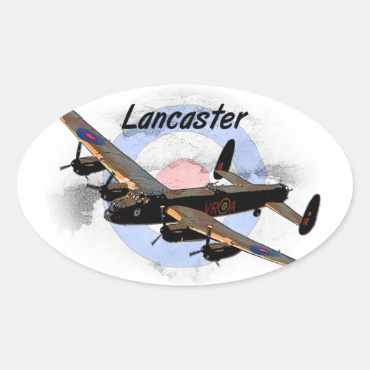 Lancaster Bomber Ovale Sticker (Voorkant)