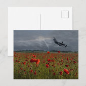 Lancaster Bomber over een papaverveld Briefkaart (Voorkant / Achterkant)