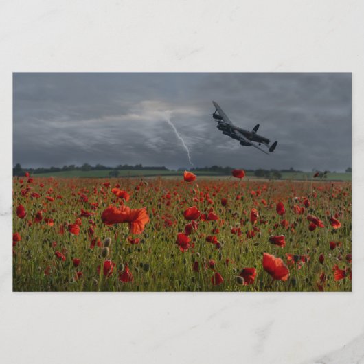 Lancaster Bomber over een papaverveld Briefpapier (Voorkant)