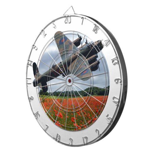 Lancaster Bomber over een papaverveld Dartbord (Voorkant Rechts)