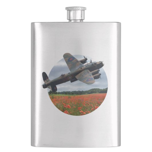 Lancaster Bomber over een papaverveld Flacon (Voorkant)
