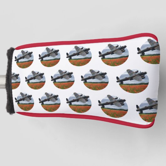 Lancaster Bomber over een papaverveld Golfheadcover (Voorkant)
