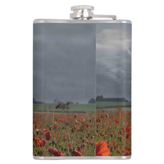 Lancaster Bomber over een papaverveld Heupfles (Achterkant)