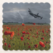 Lancaster Bomber over een papaverveld Kartonnen Onderzetters (Voorkant)
