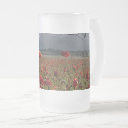 Lancaster Bomber over een papaverveld Matglas Bierpul (Voorkant rechts)