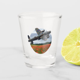 Lancaster Bomber over een papaverveld Shot Glas