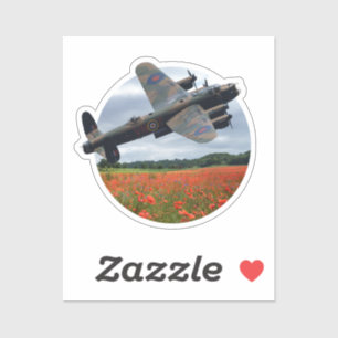 Lancaster Bomber over een papaverveld Sticker