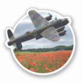 Lancaster Bomber over een papaverveld Sticker (Voorkant)