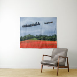 Lancaster Bomber over een papaverveld Wandkleed