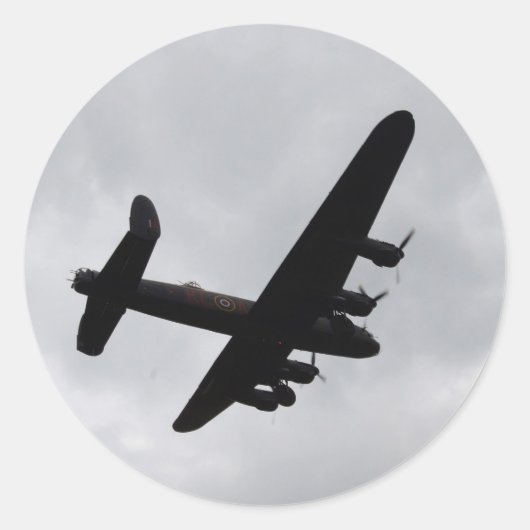 Lancaster Bomber Overhead Ronde Sticker (Voorkant)