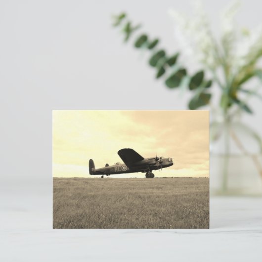 Lancaster Bomber Sepia Tone Briefkaart (Staand voorkant)